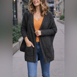 Umgee Popcorn Knit Open Front Cardigan